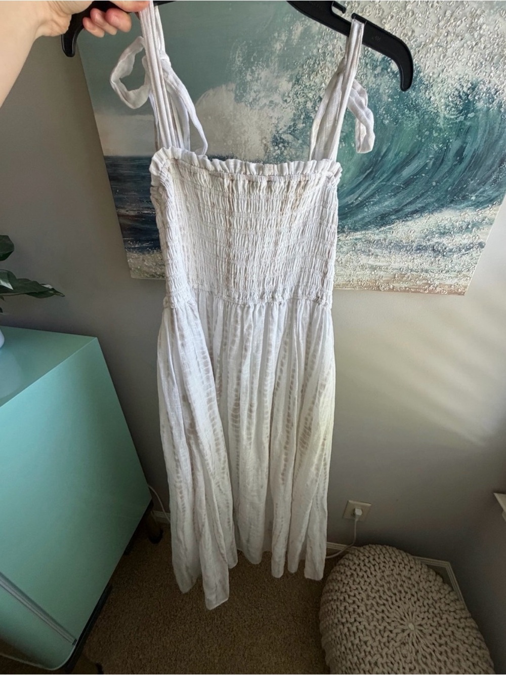 White Tie-Shoulder Maxi Dress